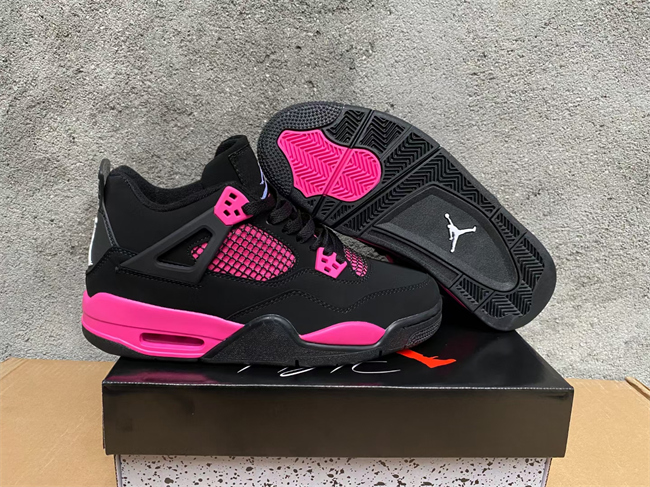 Women's Running weapon Air Jordan 4 Black/Pink Shoes 089